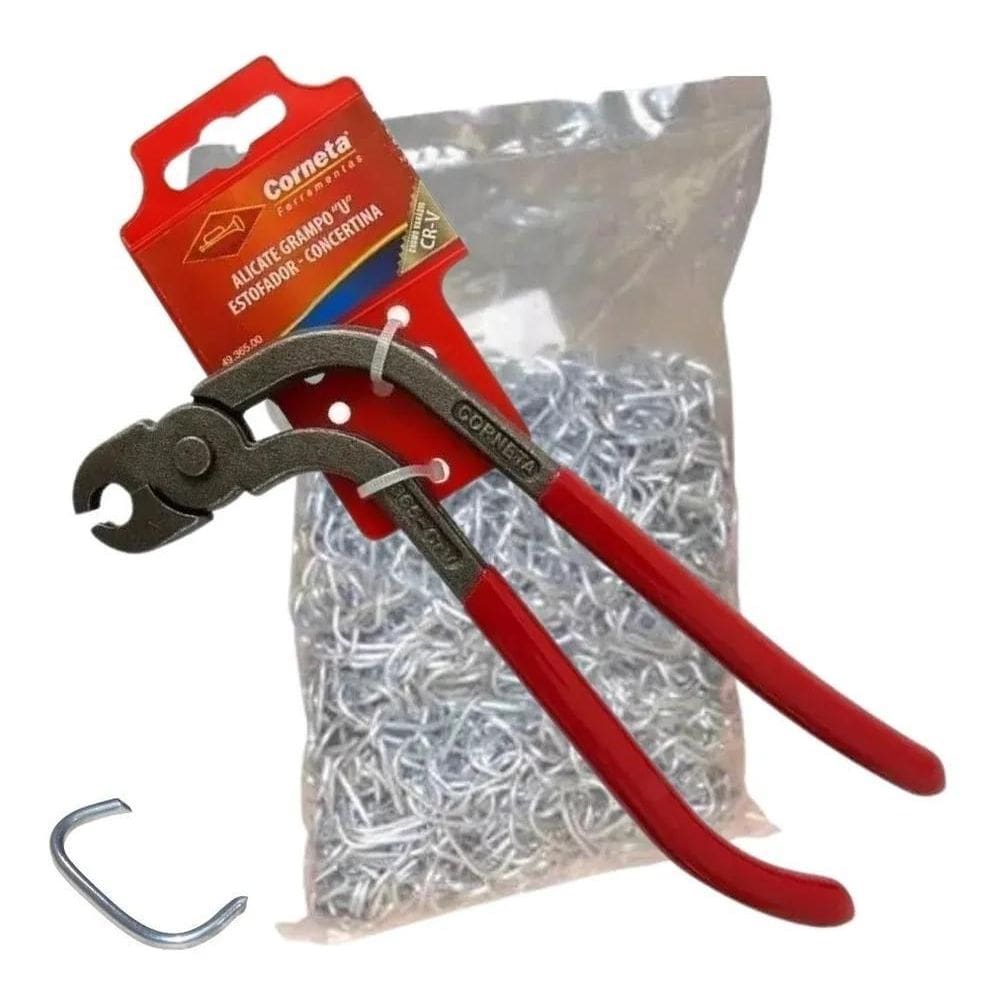 Alicate Tapeceiro Estofador Corneta + 1 Kg Grampo Tipo C