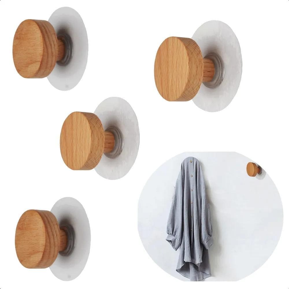 2X 4X Ganchos Adesivo Parede De Madeira Novidade Rústico 3Cm