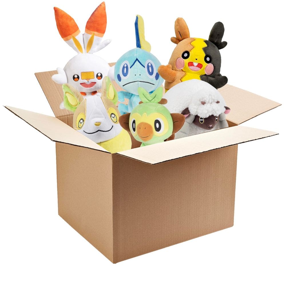 Pacote com 2 caixas de pelúcia Pokémon Sword and Shield 8 Mystery Blind Box