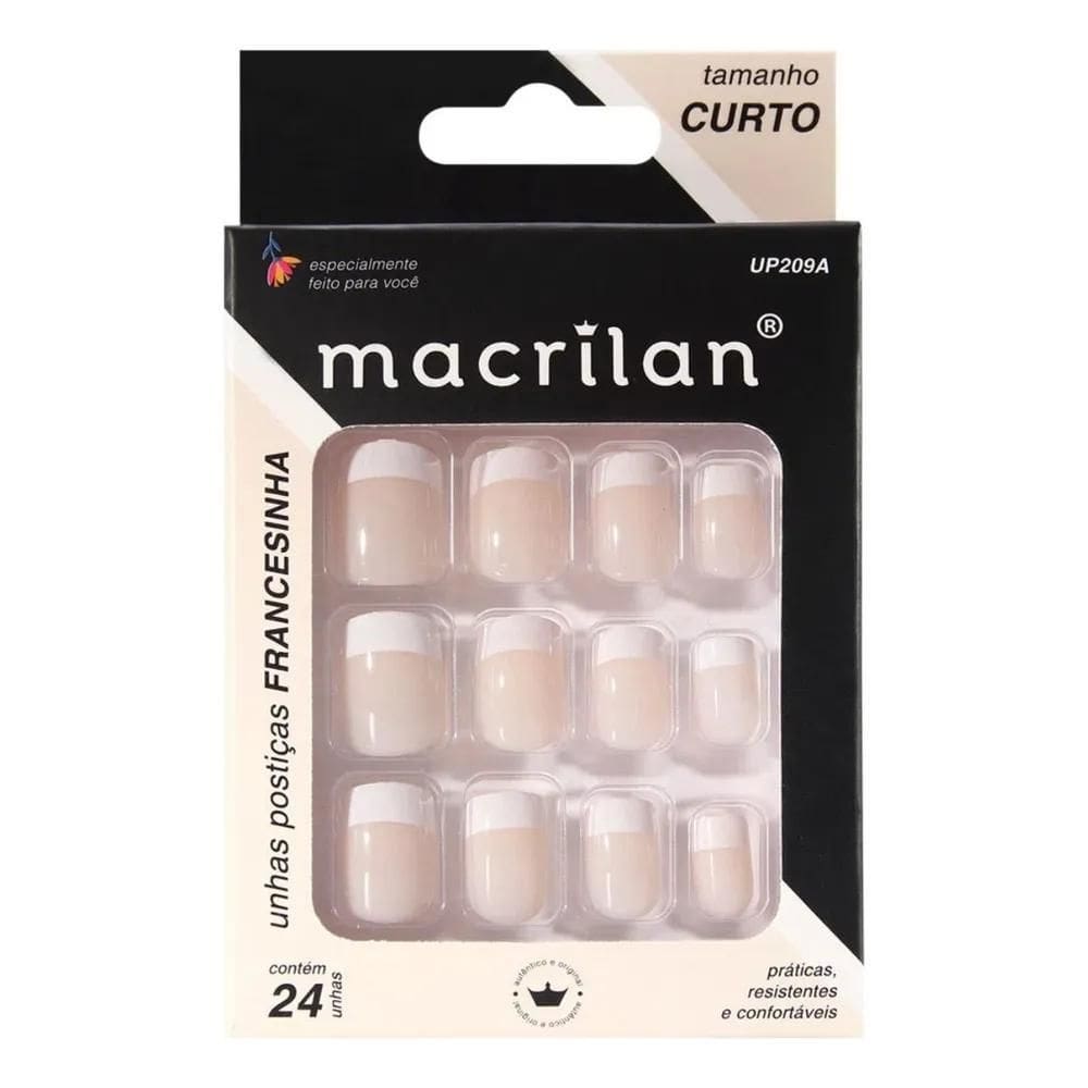Unhas Postiças Tamanho Curto Francesinha - Macrilan - Up209A