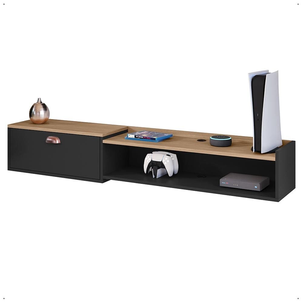 Rack Bancada Parede Home Supremo TV 55 Polegadas Nicho Porta Puxador Concha Sala Quarto Moderno - Lojas RPM