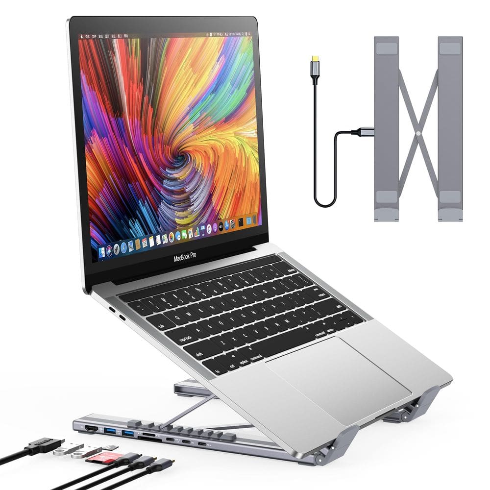 Suporte para estação de ancoragem para laptop Mukiya USB C 8 em 1 Hub 4K HDMI