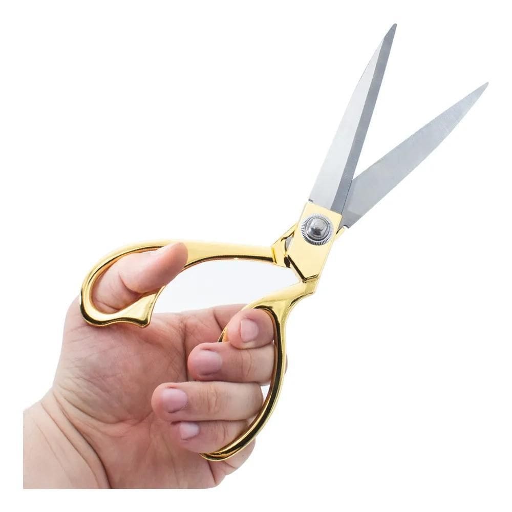 2X Tesoura Alfaiate De Costura Profissional Tecido Dourada A