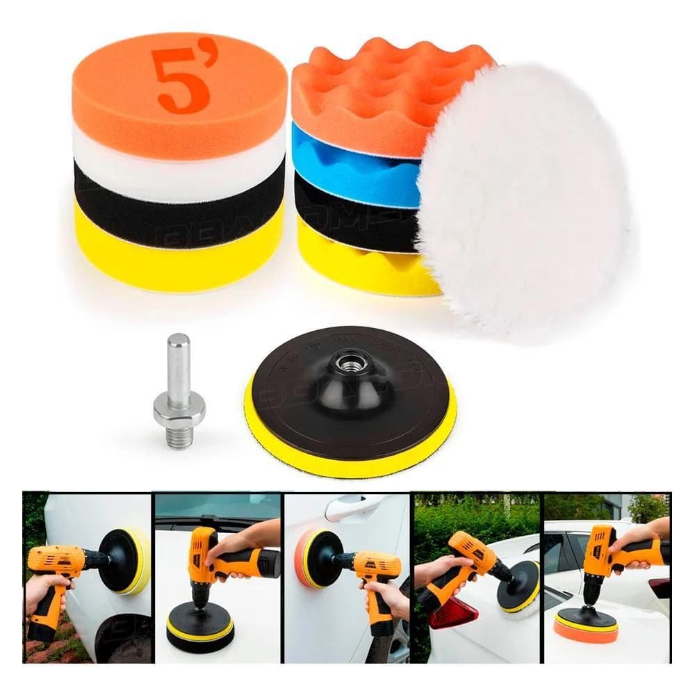 2X Kit 11Pçs Polimento 5 Polegadas Furadeira / Parafusadeira