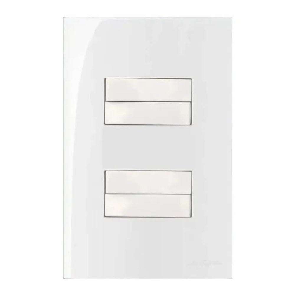 2X Kit 2 Interruptor Duplo 10A 4 Teclas Sleek 4X2 Margirius