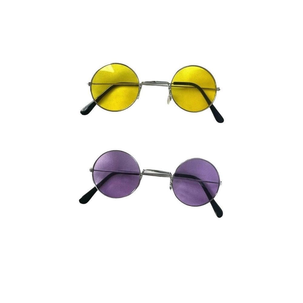 Óculos Redondo Retro Festa Hippie Circulo Lente Color-3Un