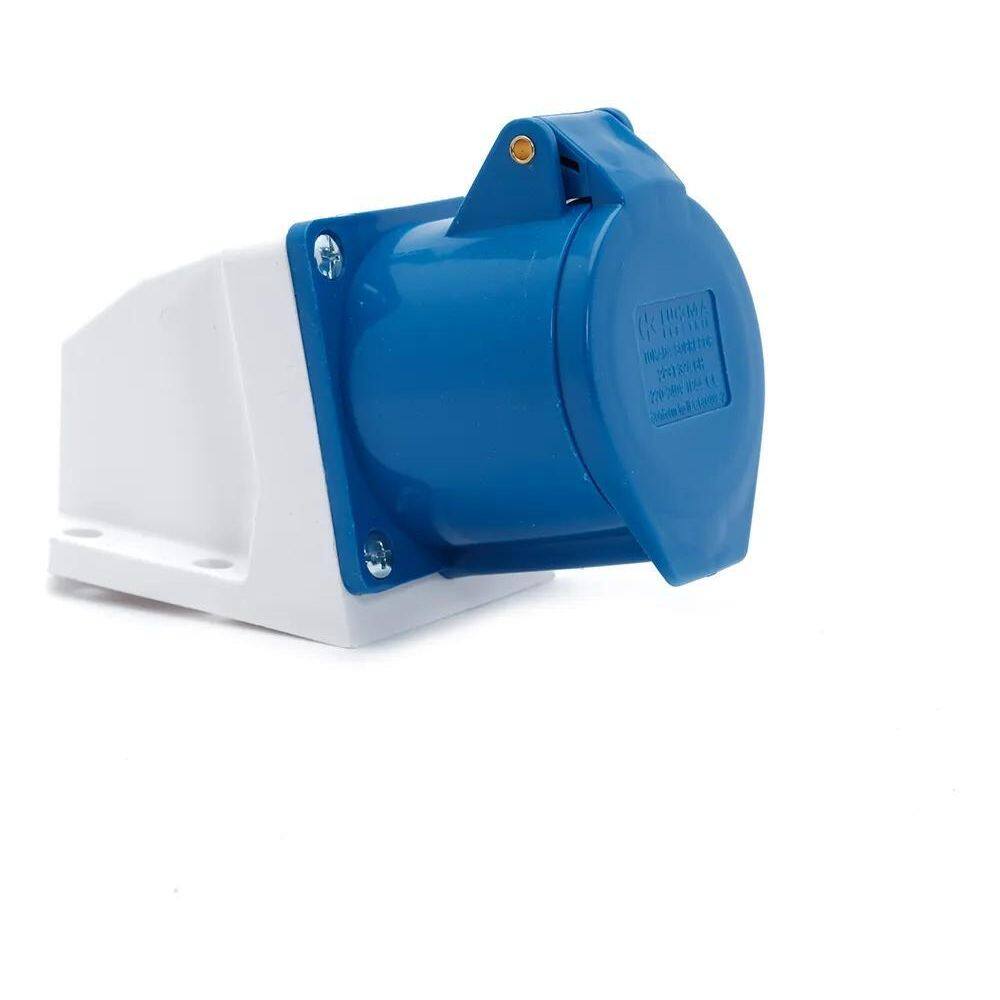 Tomada Sobrepor Industrial Azul 2P+T 32A 6H 220-240V