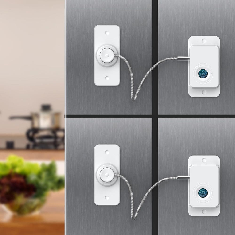 Fechadura de geladeira com impressão digital Larimuer, à prova de crianças e animais de estimação, branca, 2 unidades