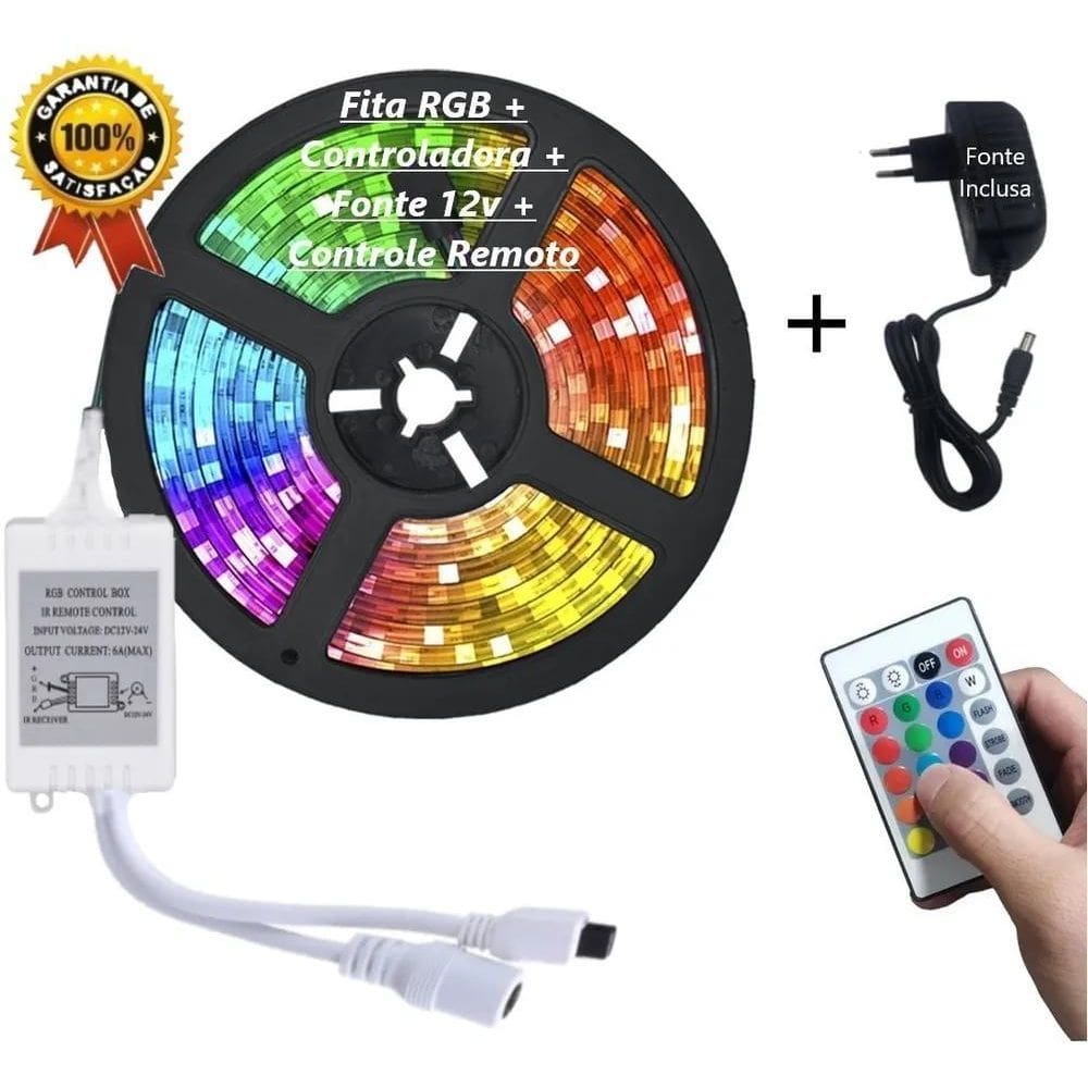 2X Fita De Led Completa Automotiva Residencial Rgb 3528 16 C