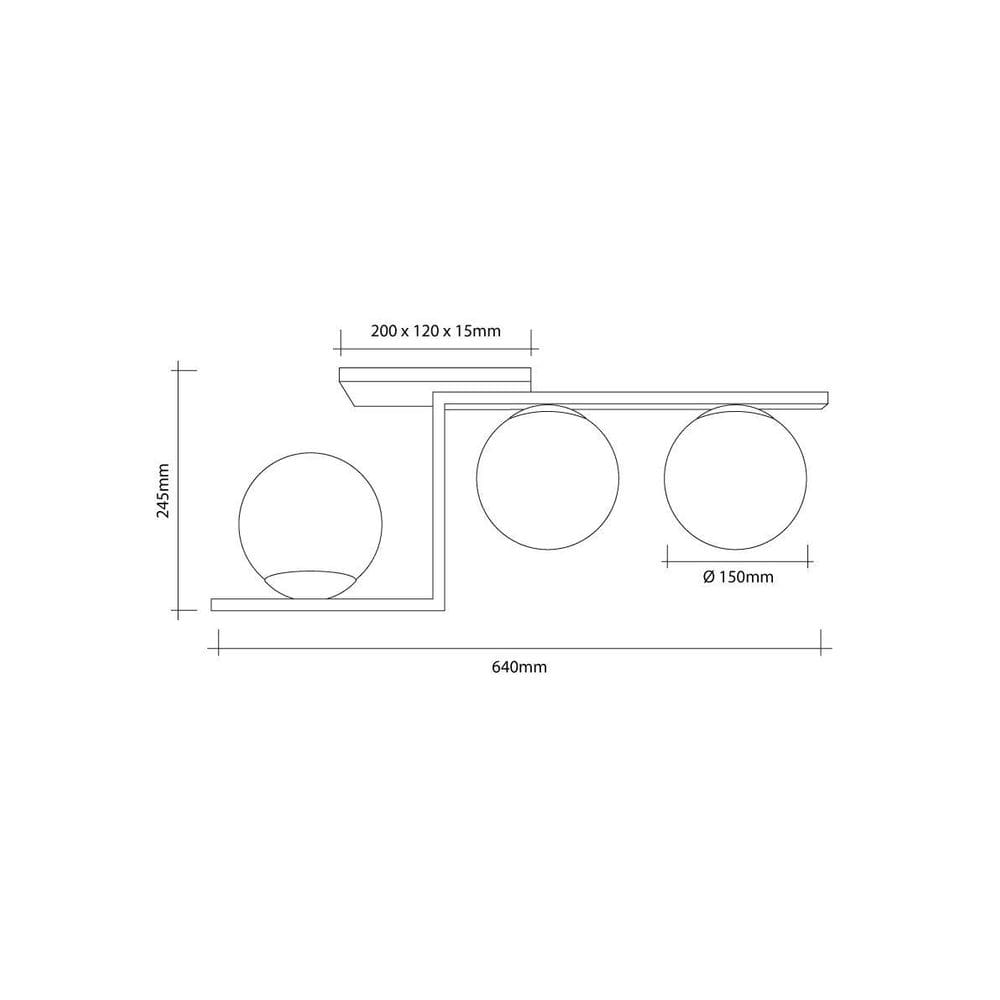Lustre Plafon Havana 3 Startec Preto 64Cm - Alumínio E Vidro
