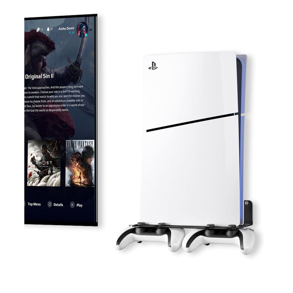 Suporte de parede para liga de alumínio PS5 ANSHAWTIY com 2 controladores