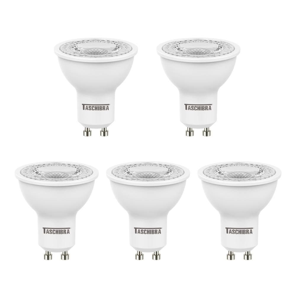 Kit 5 Lampadas Led Dicroica Mr16 Tdl 40 6W 6500K Taschibra