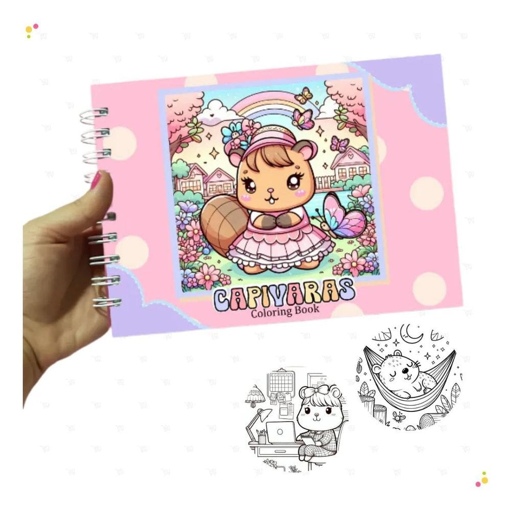 Livro De Colorir Capivara Bobbie Goods + Canetinhas 36 Cores