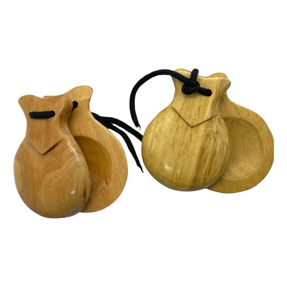 2X Par De Castanholas De Madeira Cigana