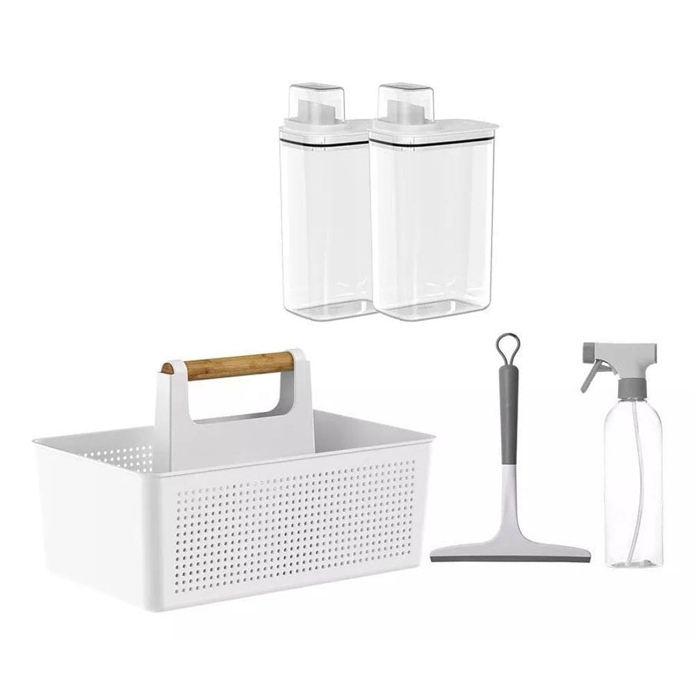 Kit Lavandeira 2 Dispenser 1 Borrifador + 1 Rodo E 1 Cesto