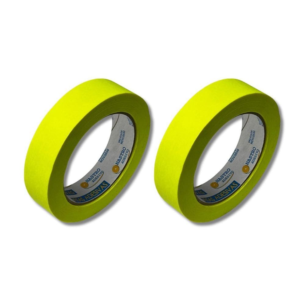 Kit 2 Fita Crepe Amarela Neon Profissional 24Mm X 50M Nastro