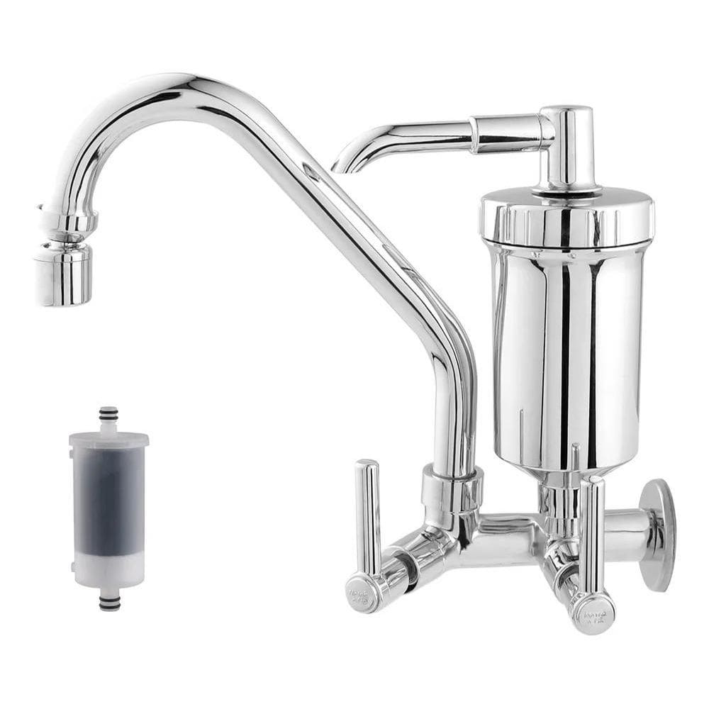 2X Torneira Com Filtro Cozinha Gourmet Parede Bica Móvel Abs