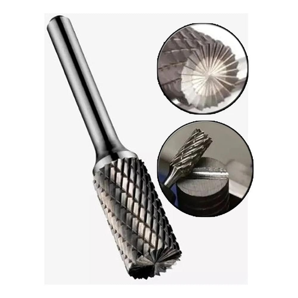 2X Lima Rotativa Cilíndrica Metal Duro 10Mm X 20 Haste 1/4 C