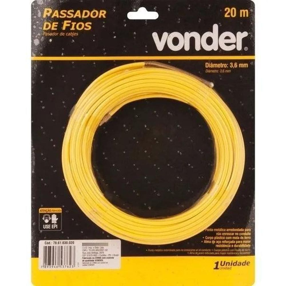 2X Guia Passa Fios Com 20 Metros Pvc Com Alma De Aço Vonder