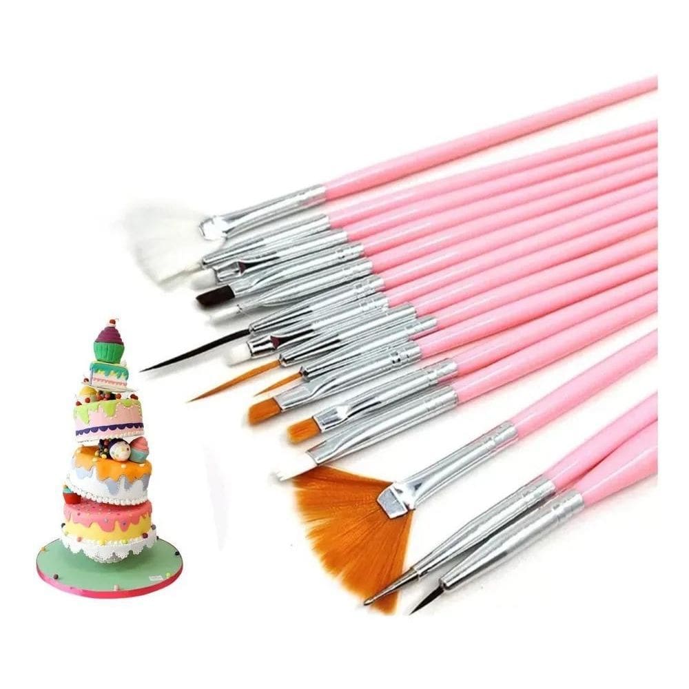 2X Kit 15 Pincéis Boleador Confeitaria Bolo Biscuit Artesana