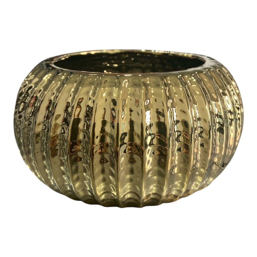 Vaso de Ceramica Dourado 13,5X7CM Sem Furo Linda Import