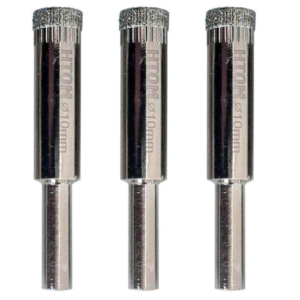 Kit 3 Serras Copo Diamantada 10Mm Porcelanato Cerâmica Vidro