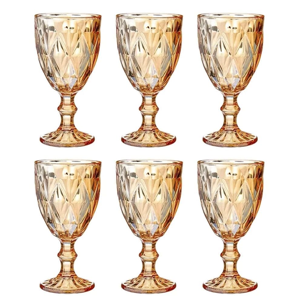 Jogo 6 Taças Modelo Diamante Em Vidro - 320Ml Ambar