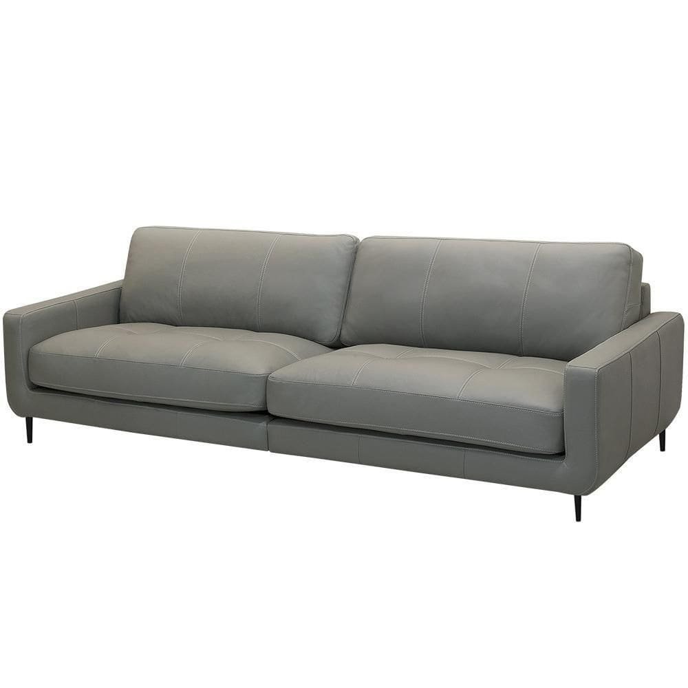 Sofá 3 Lugares Para Sala Living Industrial 240cm ávila L06 Couro Cinza Claro - Lyam Decor