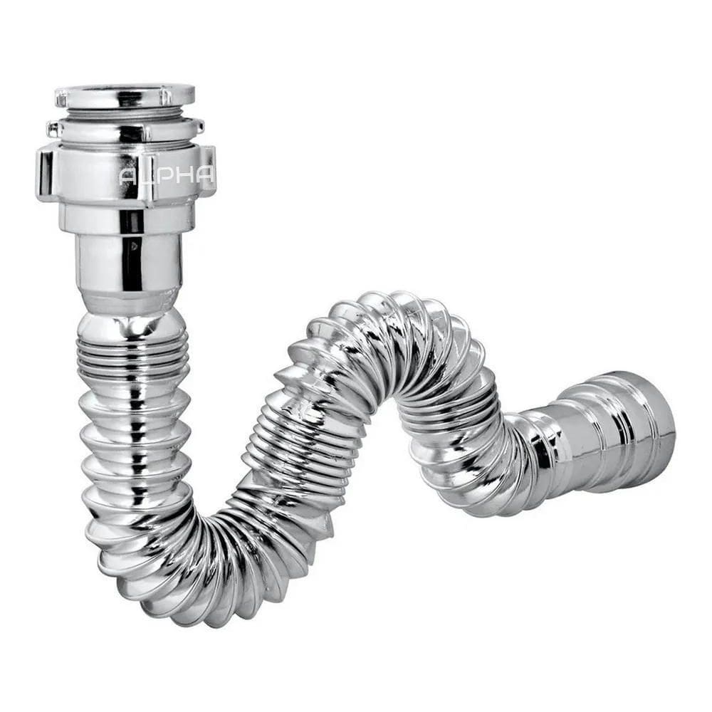 2X Sifão Sanfonado Flexível Cromado Pia Banheiro Cozinha Tan