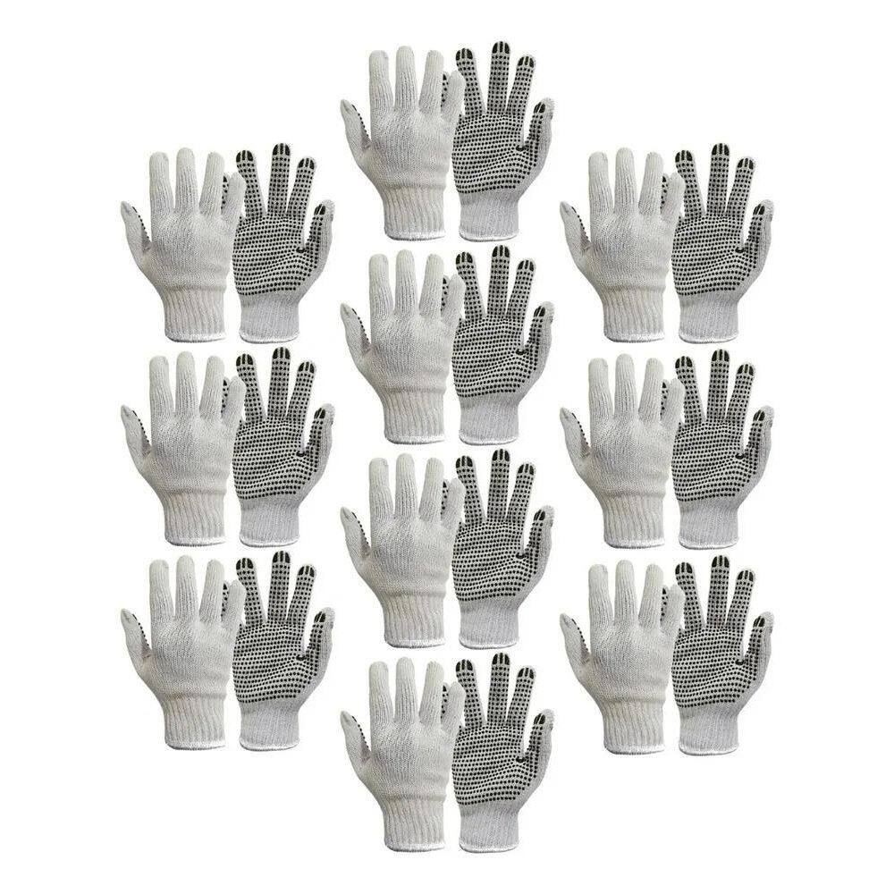 2X Kit 12 Prs Luva Algodão Malha Pigmentada Tricotada Pano E