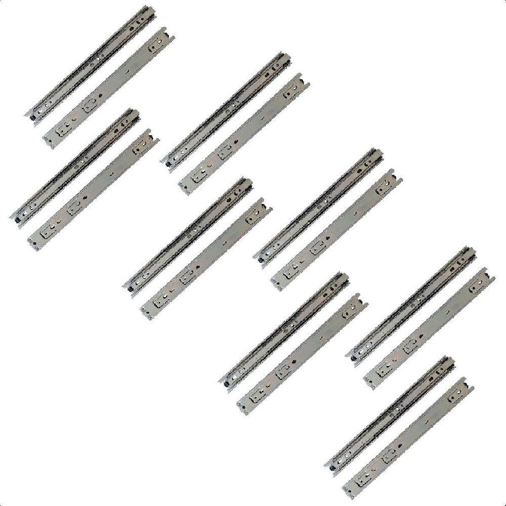 16 Corrediças Telescópicas 45Cm Gaveta Trilho Zinca. 8Pares