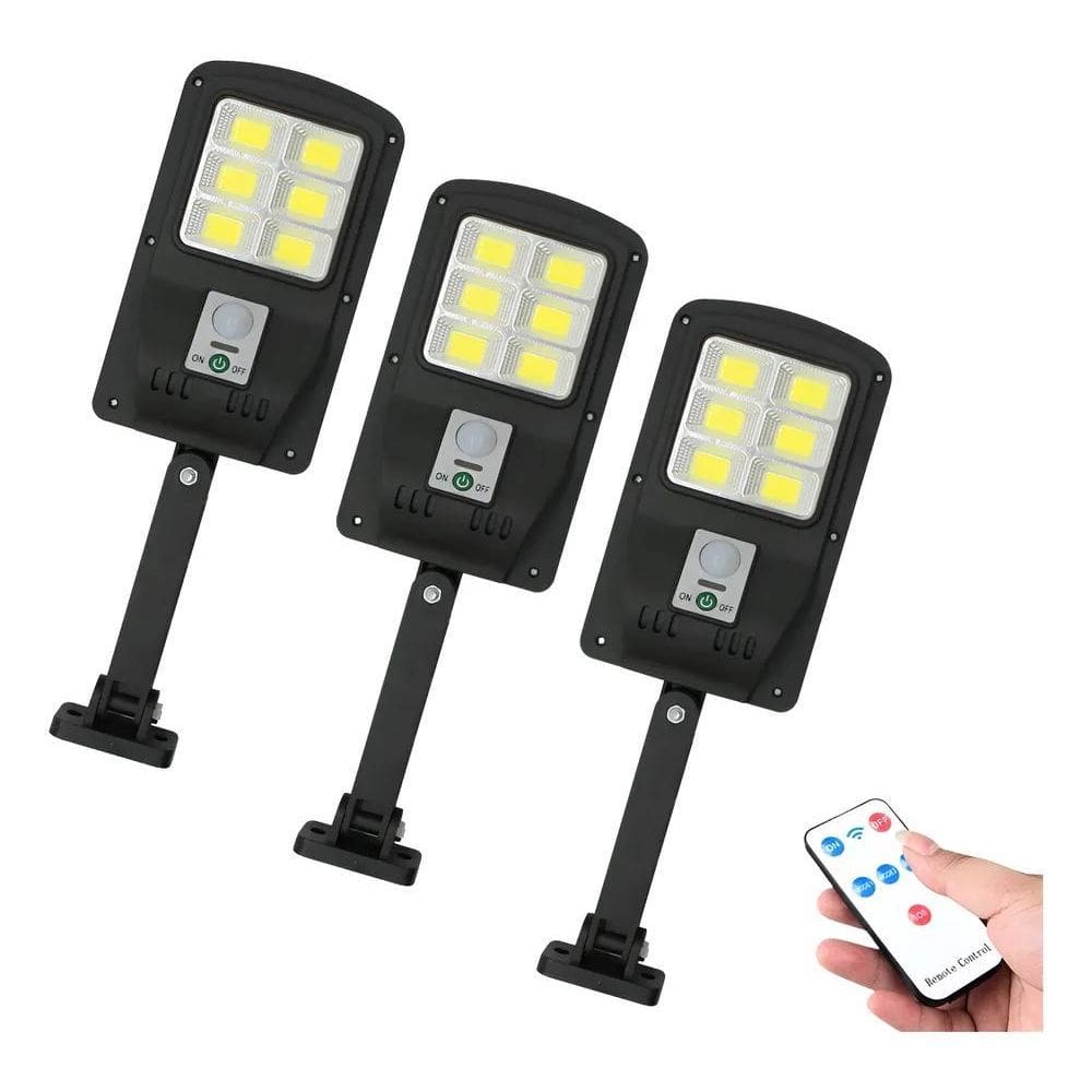 2X Kit 3 Luz Led Solar Iluminação Potente Holofote Fotocelul