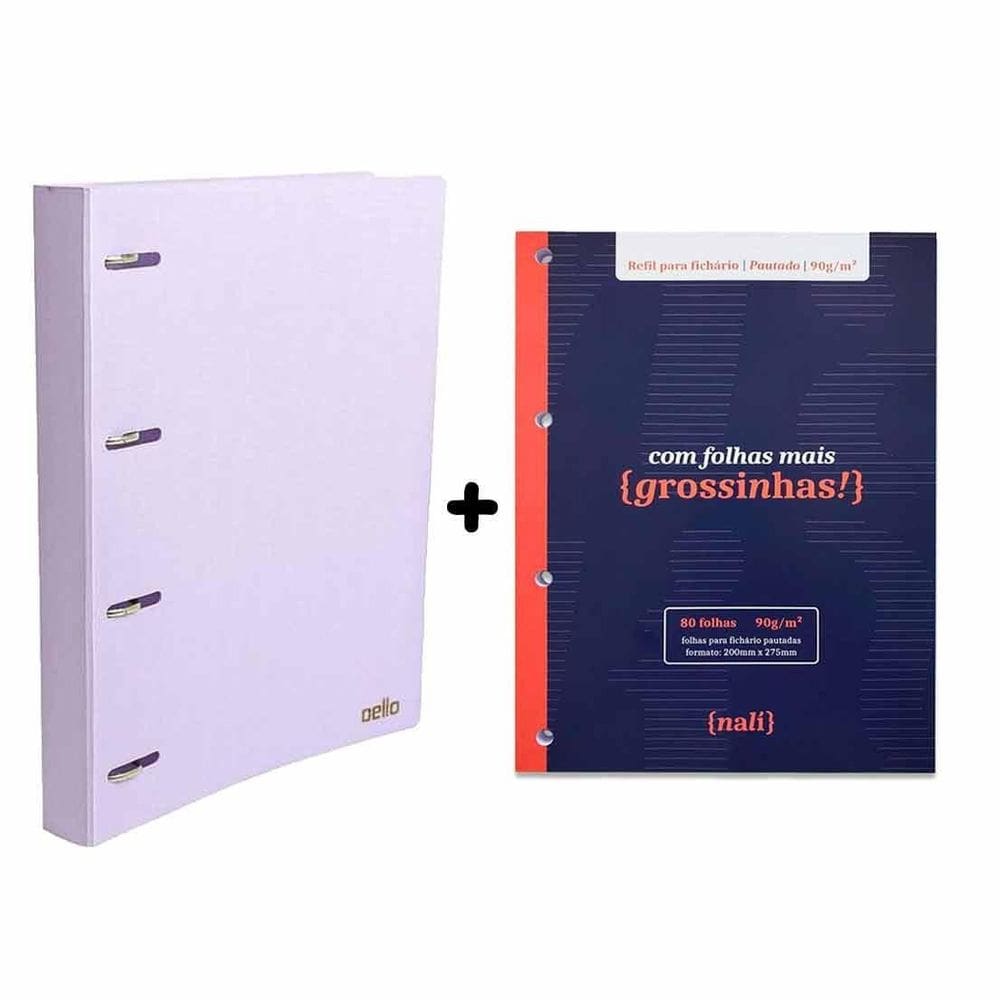 Fichario Universitario Tons Pasteis Lavanda Com Refil Nali