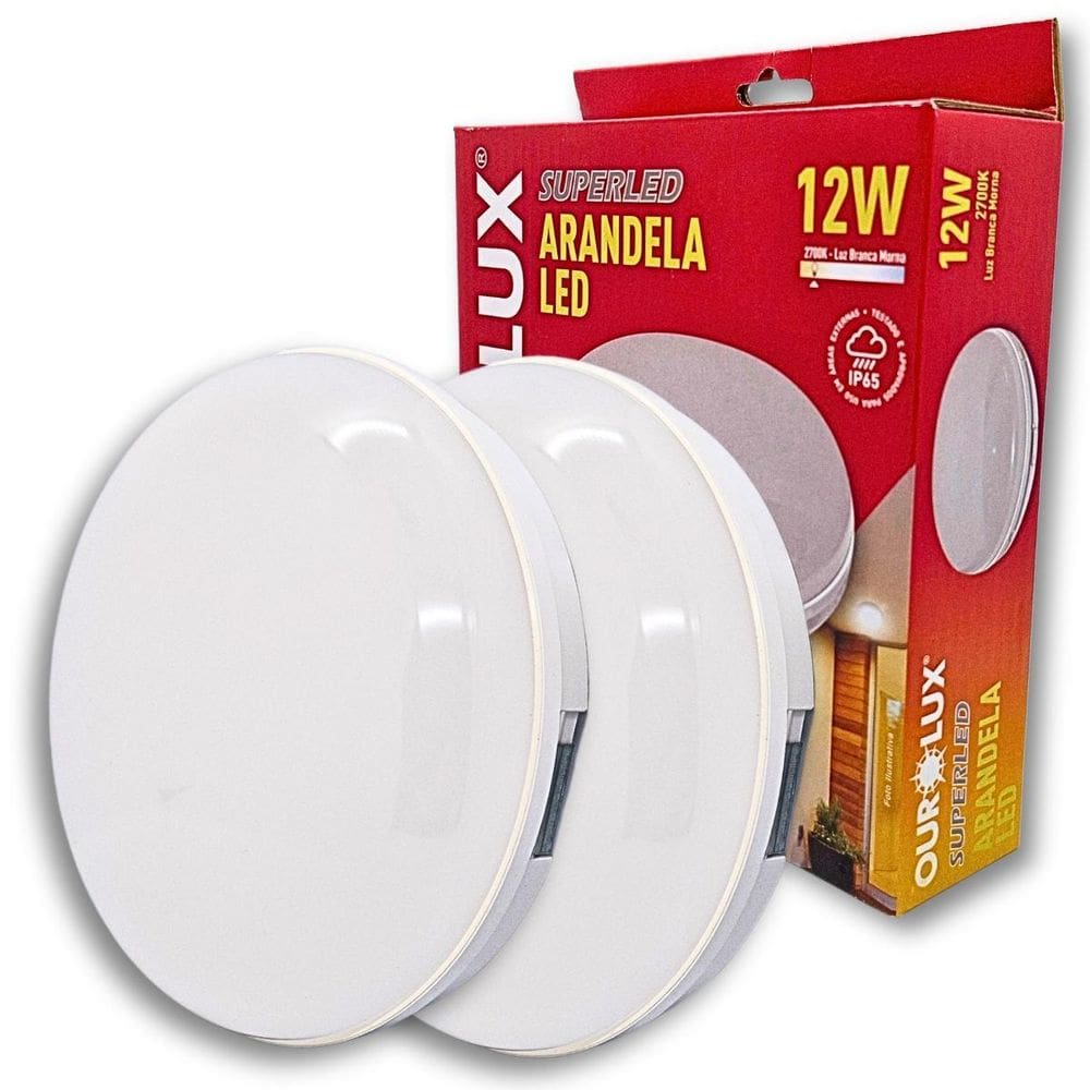 Kit 2 Luminárias Superled Arandela 12W 2700K Branco Quente