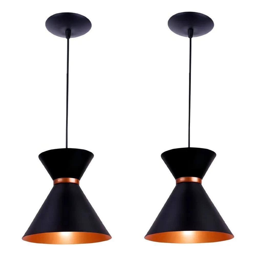 Kit 02 Pendente Luxo Luminária Decoração Ambiente Área Sala