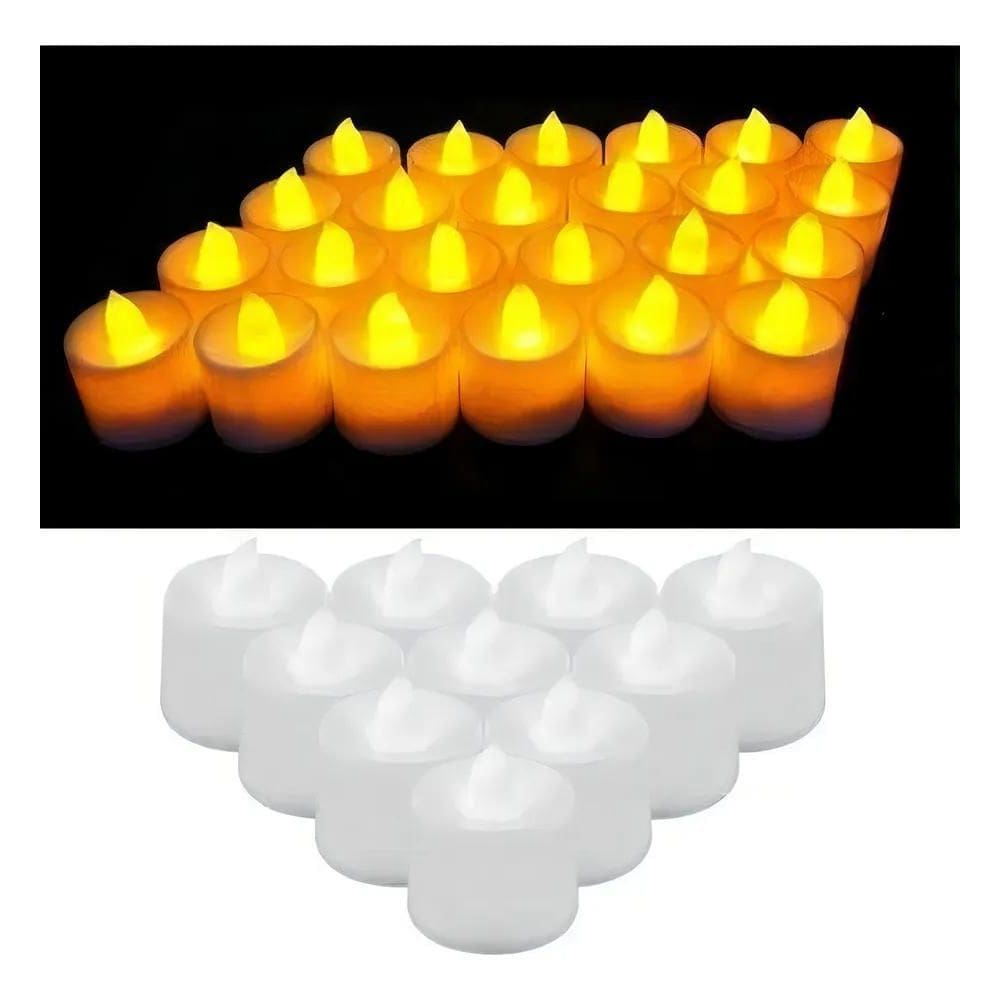 2X Kit 24 Vela Eletrônica Led Decorativa Pequena
