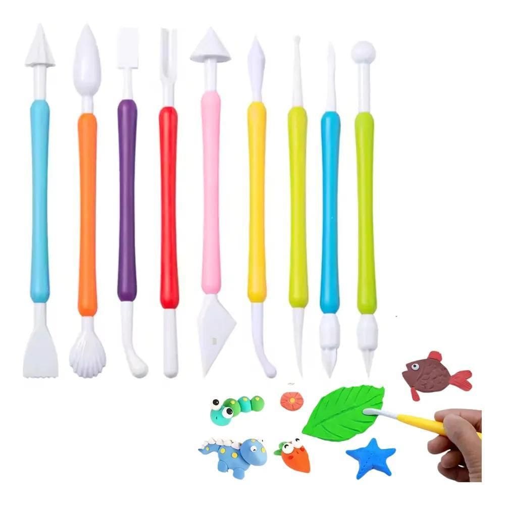 2X Kit Estecas 9 Ferramentas Para Massas, Argila, Modelagem,