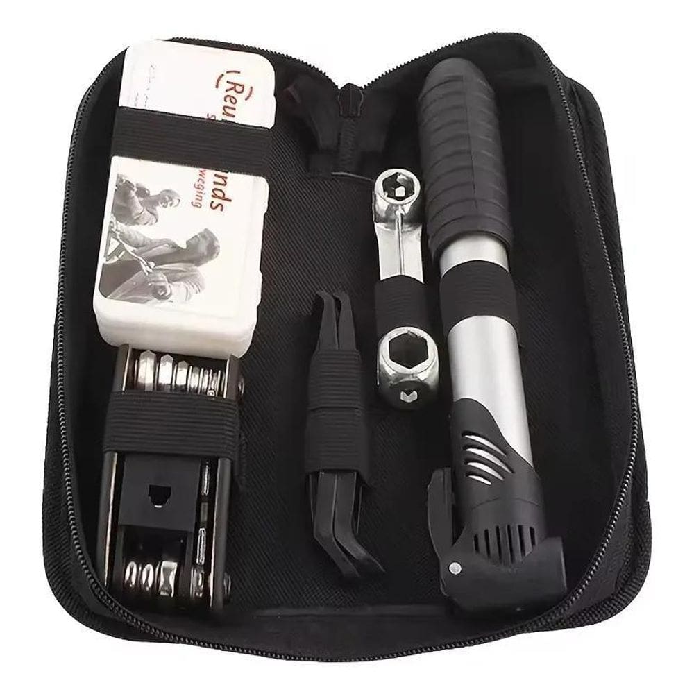 2X Kit Ferramentas Bike Chaves Bomba Remendo Reparo Biciclet