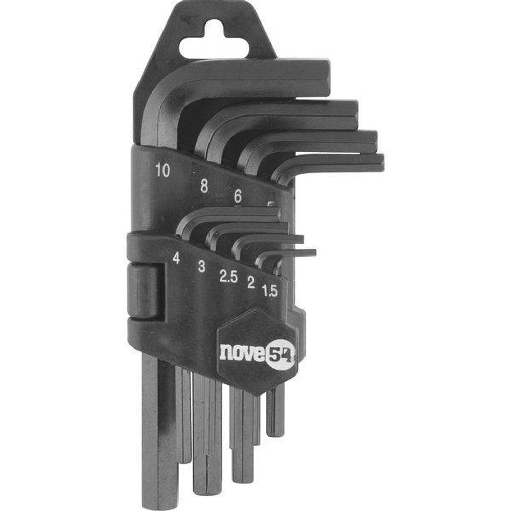 Jogo De Chaves Allen  Hexagonais  Curta, 1,5Mm A 10Mm 9 Pçs