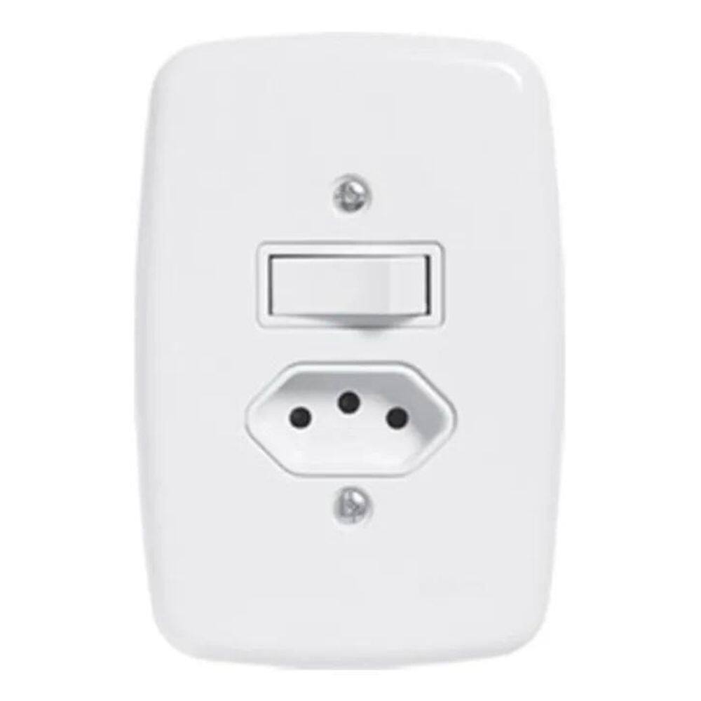 2X Kit 5 Interruptor 1 Tecla Simples + Tomada 20A Pluzie Ide