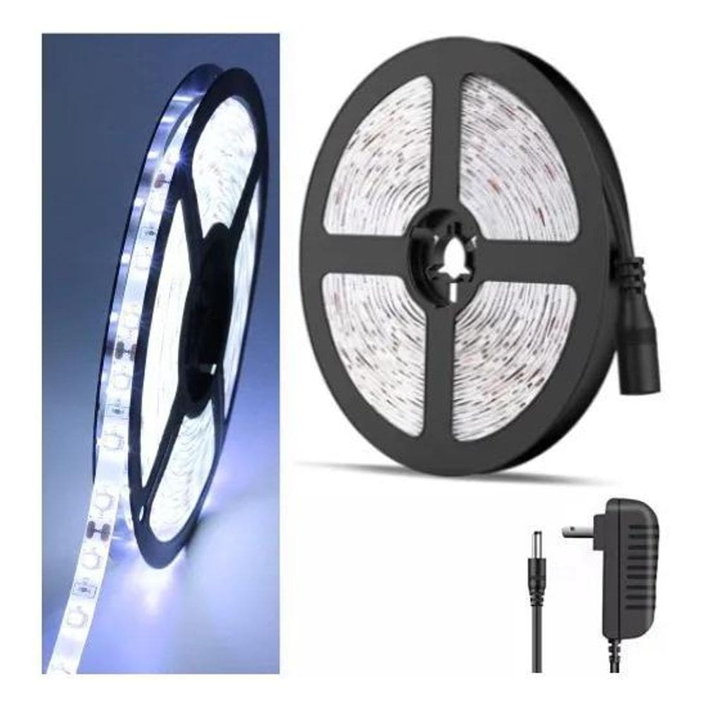 2X Fita Led 3528 Branco Frio 5M 300 Led Prova Dágua + Fonte