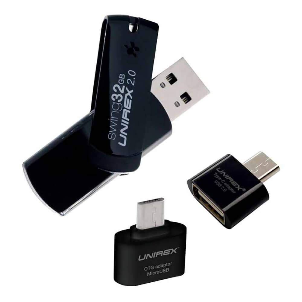 USB Unirex USON232M 32GB com adaptador à prova d`água
