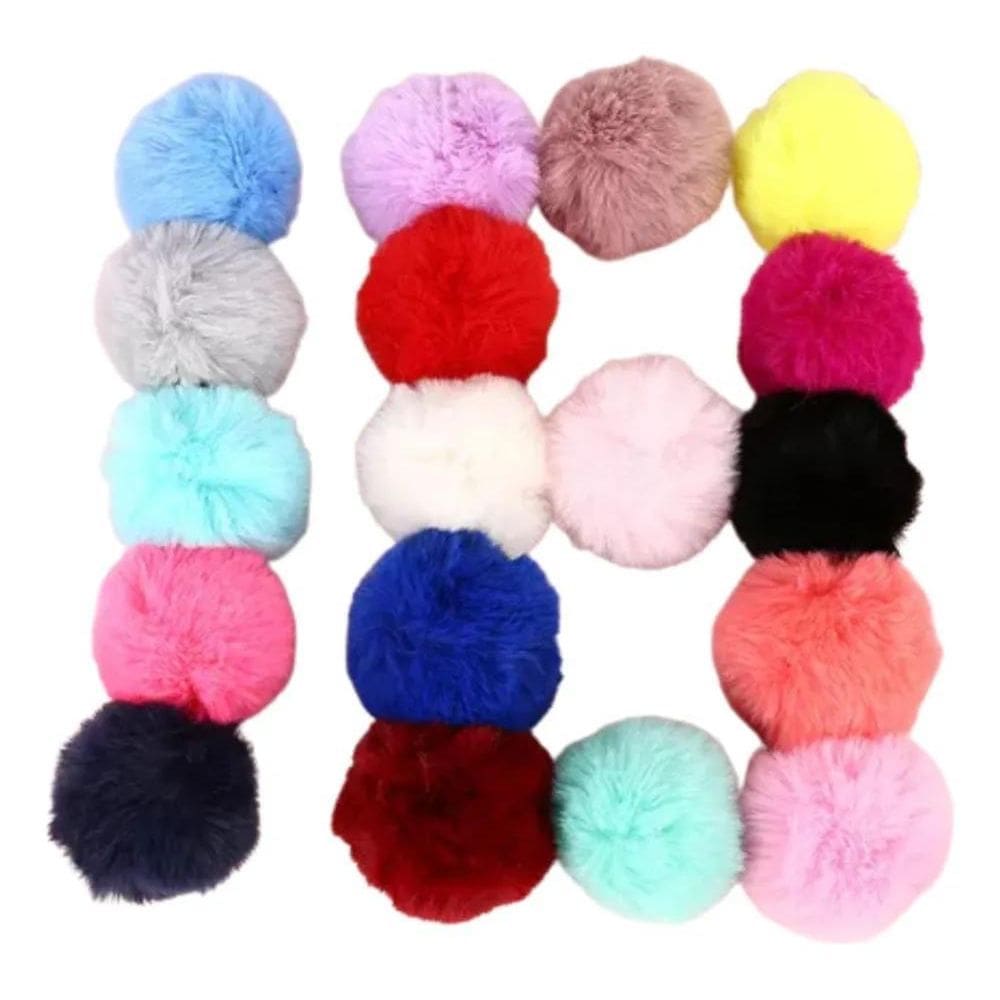2X Pompom Bola Pelucia 70Mm Com Elastico 30Und Cor Mix-999