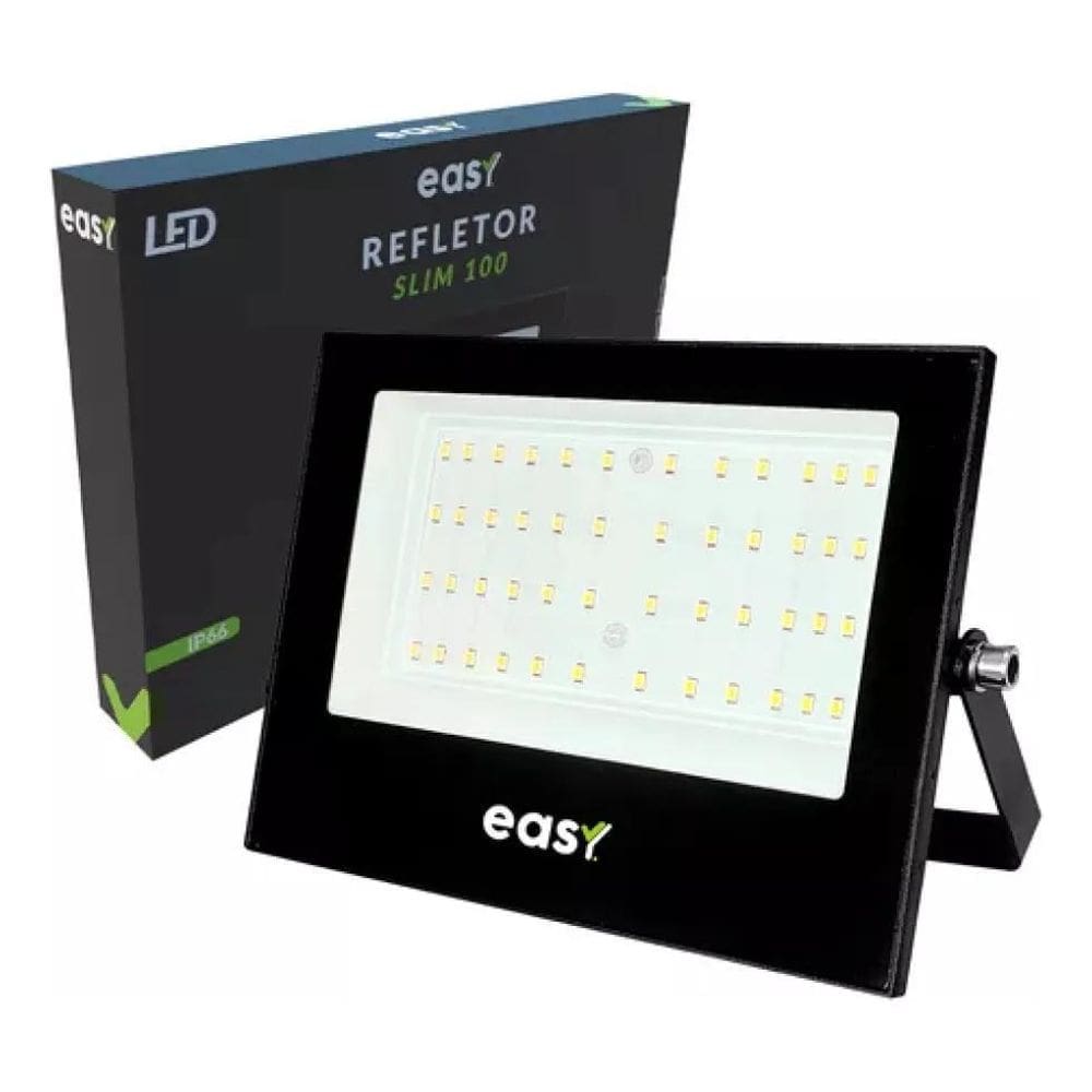 2X Refletor Led 100W Bivolt Branco Frio 6500K Easy Avant