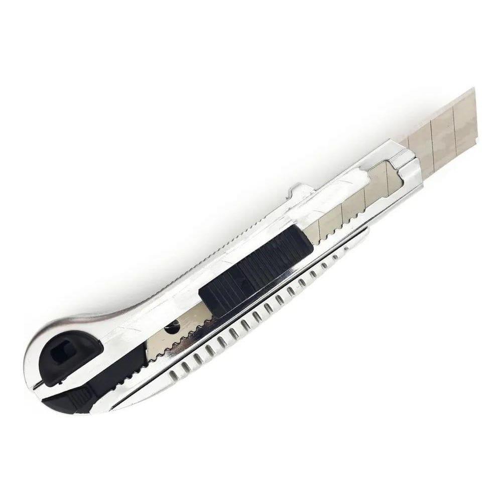 Estilete Profissional Metal 5 Lâminas 10Cm Com Trava