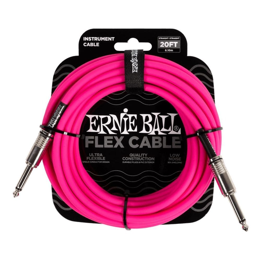 Cabo Ernie Ball Flex P10 Reto 20Ft 6,10M Rosa