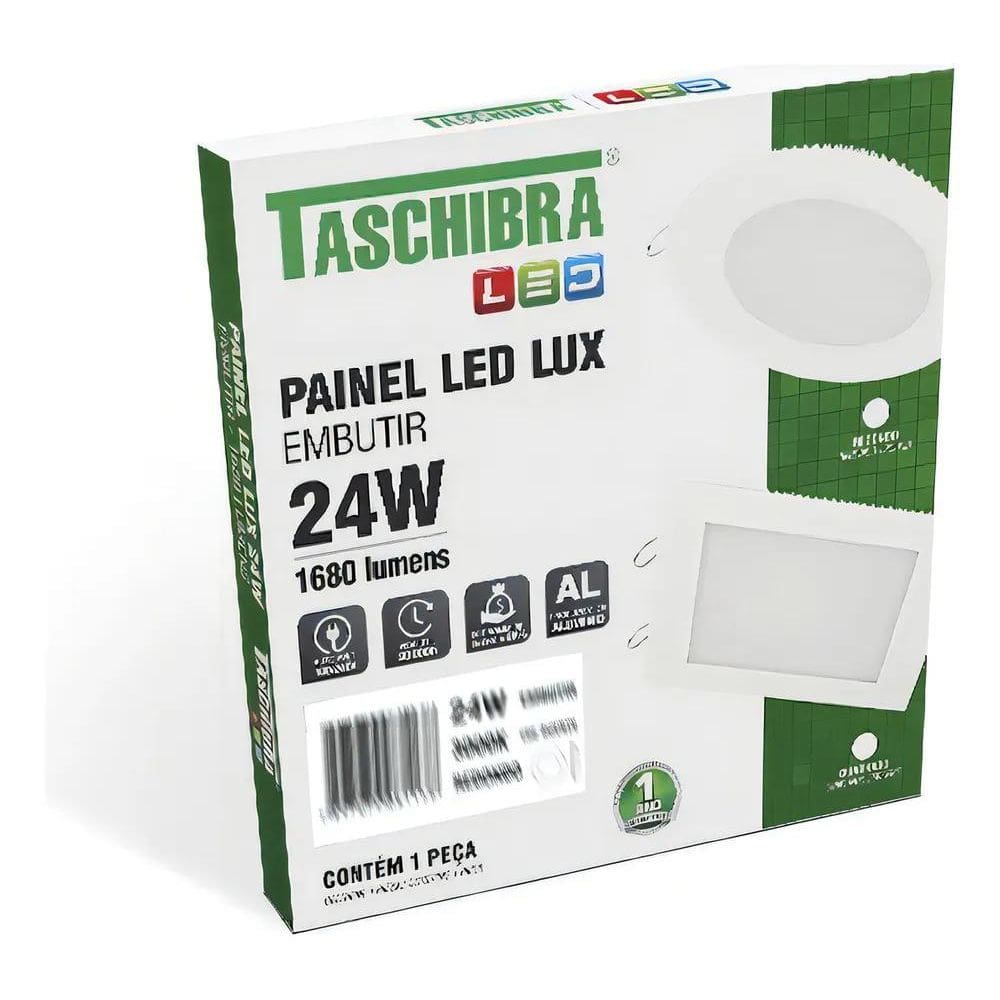 2X Painel De Embutir Slim Led Quadrado 24Wc 6500K Taschibra