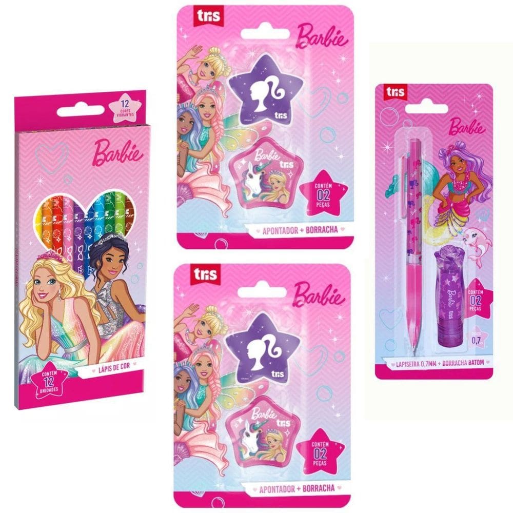Kit Papelaria Fofa Da Barbie - Tris