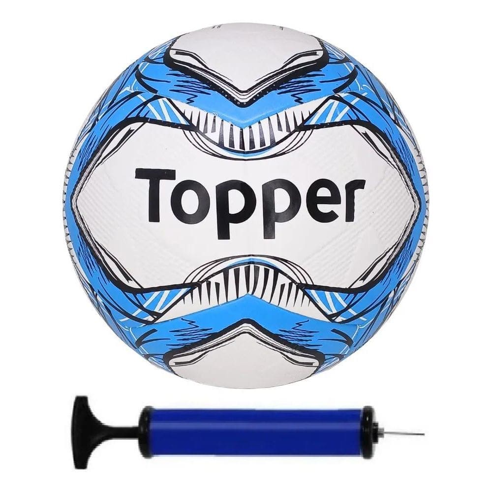 Bola De Futebol Campo Topper + Bomba De Ar - Azul