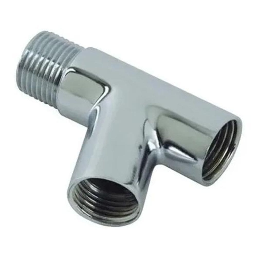 2X Adaptador Junção Y Ducha Higiênica Filtro 1/2 Metal Croma